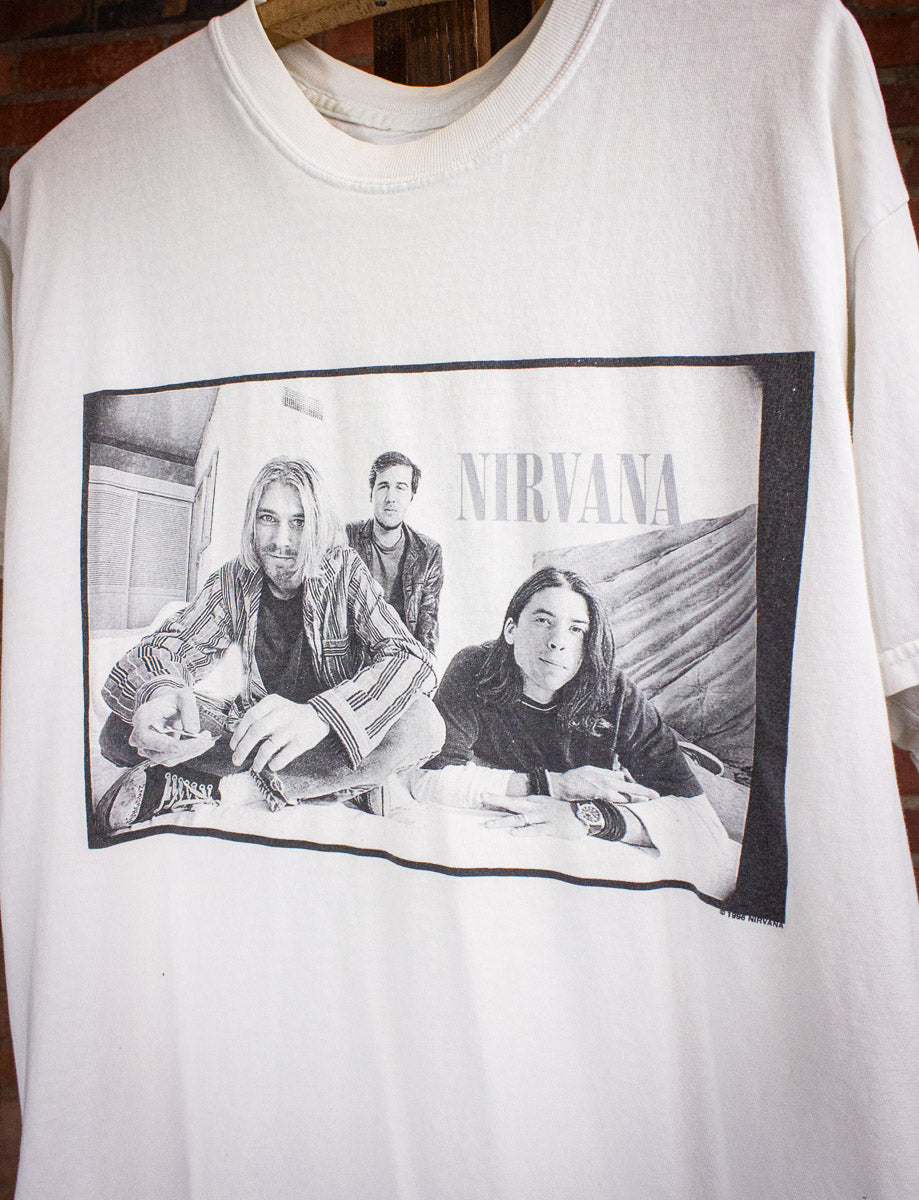 Vintage Nirvana Band Photo Concert T Shirt 1996 White Large