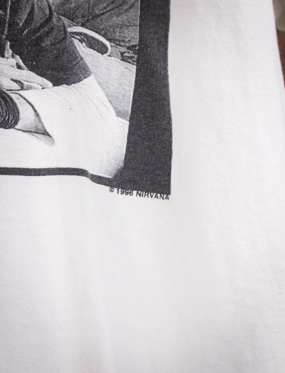 Vintage Nirvana Band Photo Concert T Shirt 1996 White Large