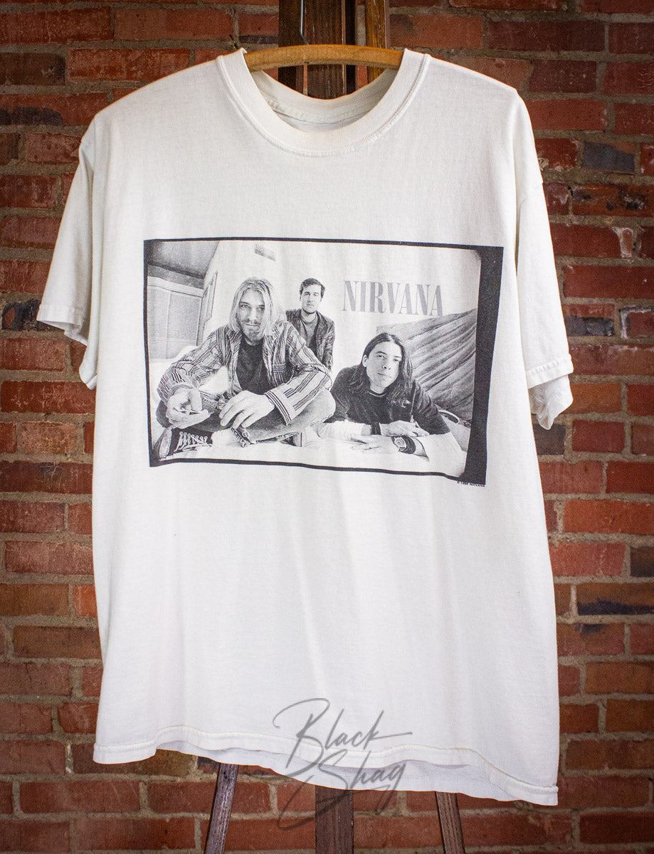 Vintage Nirvana Band Photo Concert T Shirt 1996 White Large