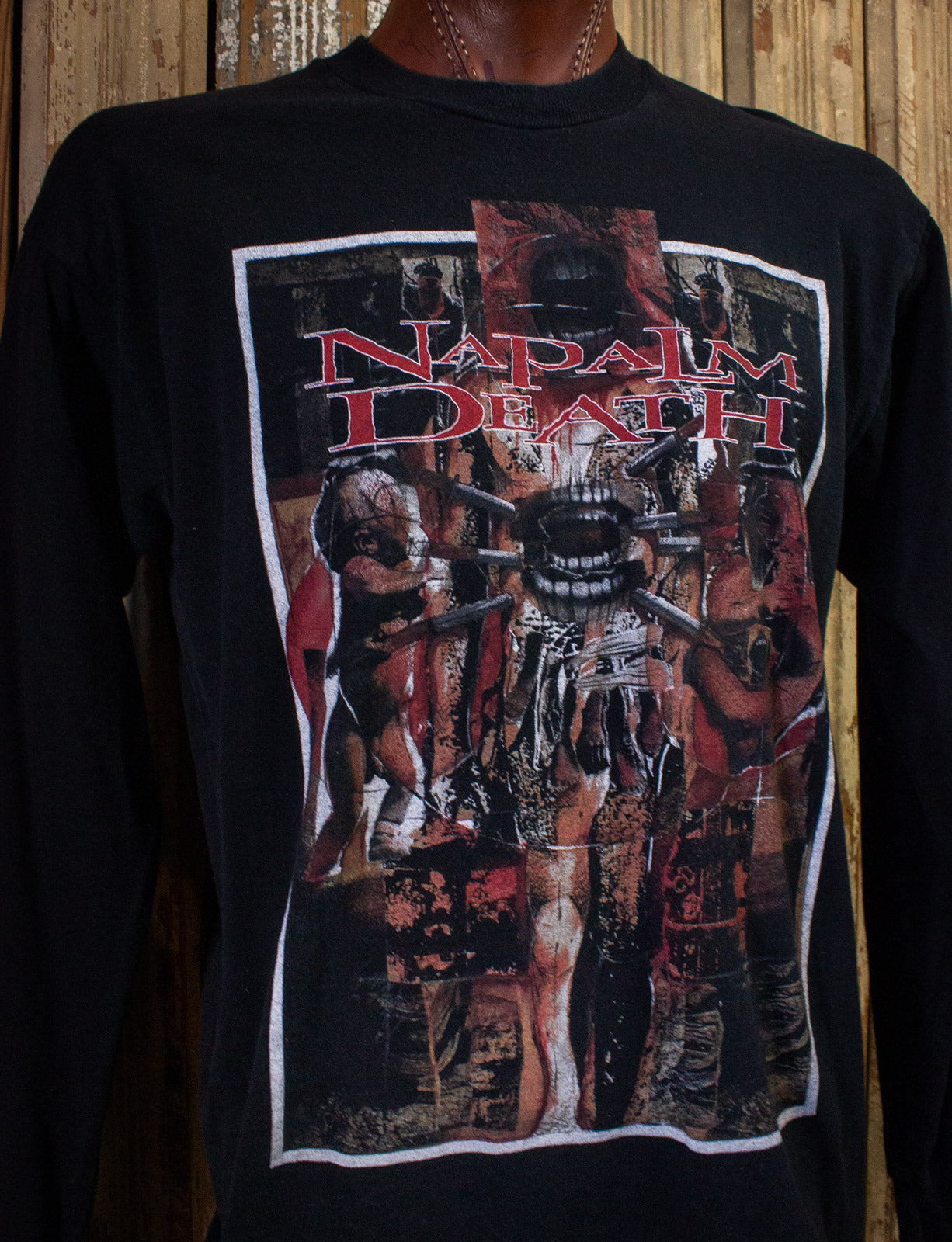 Vintage Napalm Death Inside The Torn Apart Long Sleeve Concert T Shirt 1997 Black XL