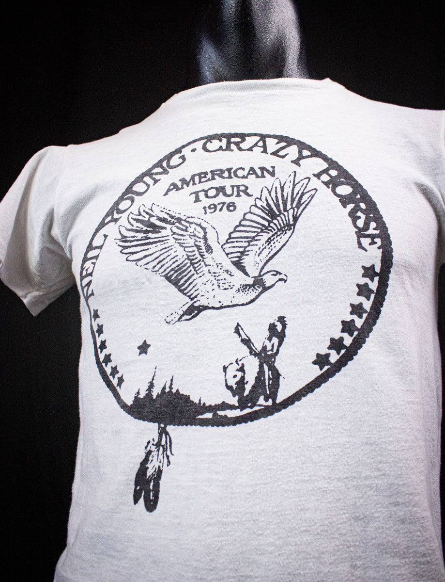 Vintage Neil Young Crazy Horse Concert T Shirt 1976 White Small