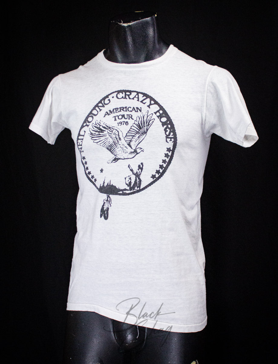 Vintage Neil Young Crazy Horse Concert T Shirt 1976 White Small