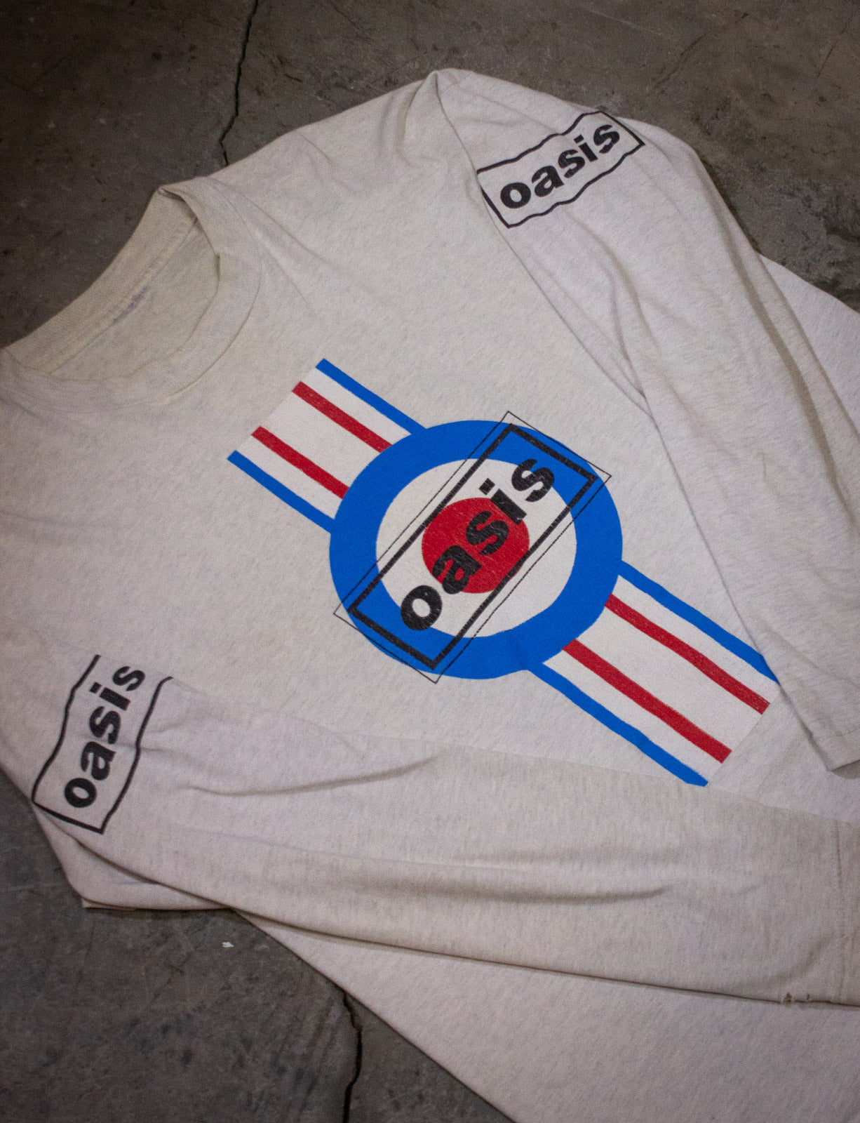 Vintage Oasis Concert T Shirt Long Sleeve 90s Grey Large/XL