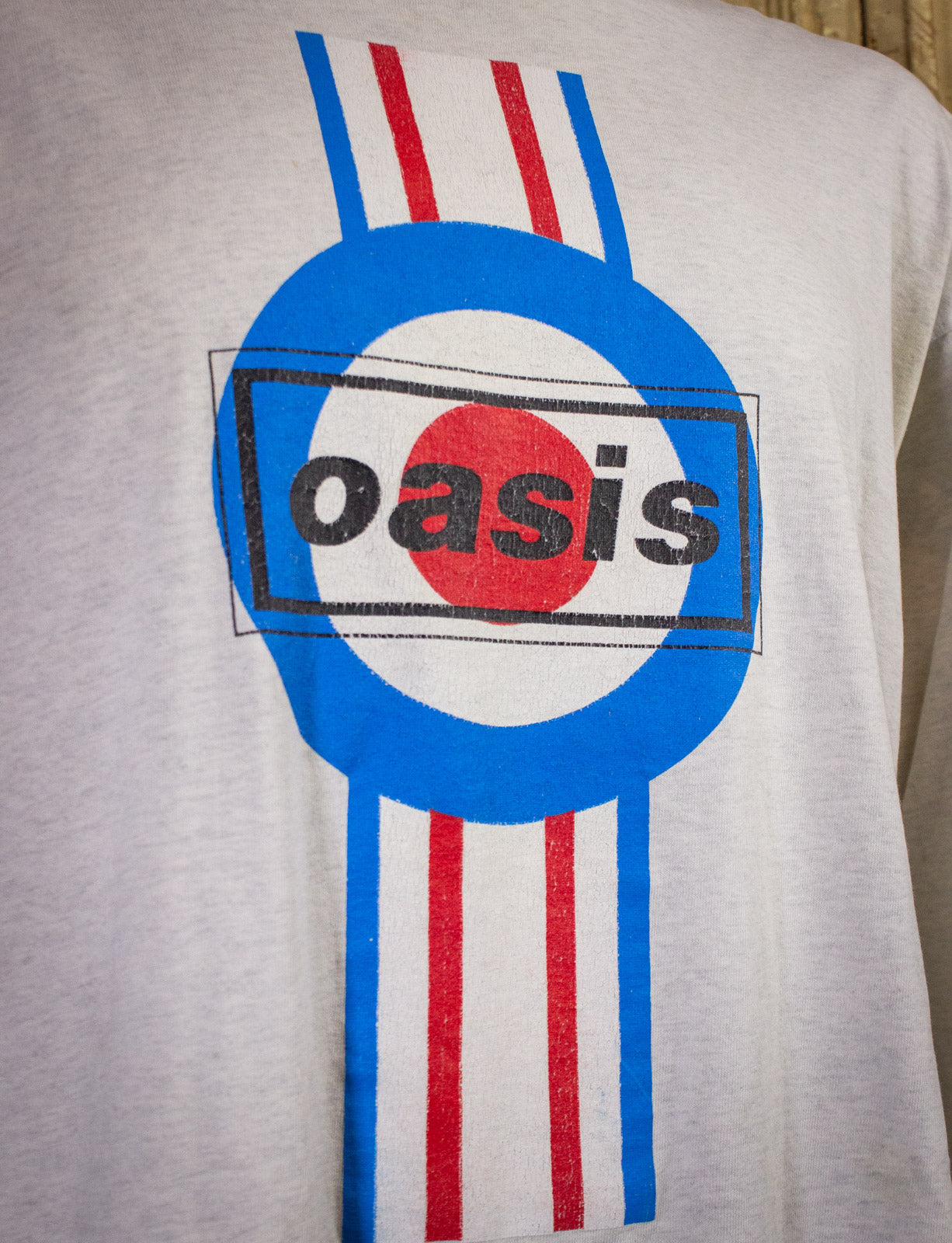 Vintage Oasis Concert T Shirt Long Sleeve 90s Grey Large/XL