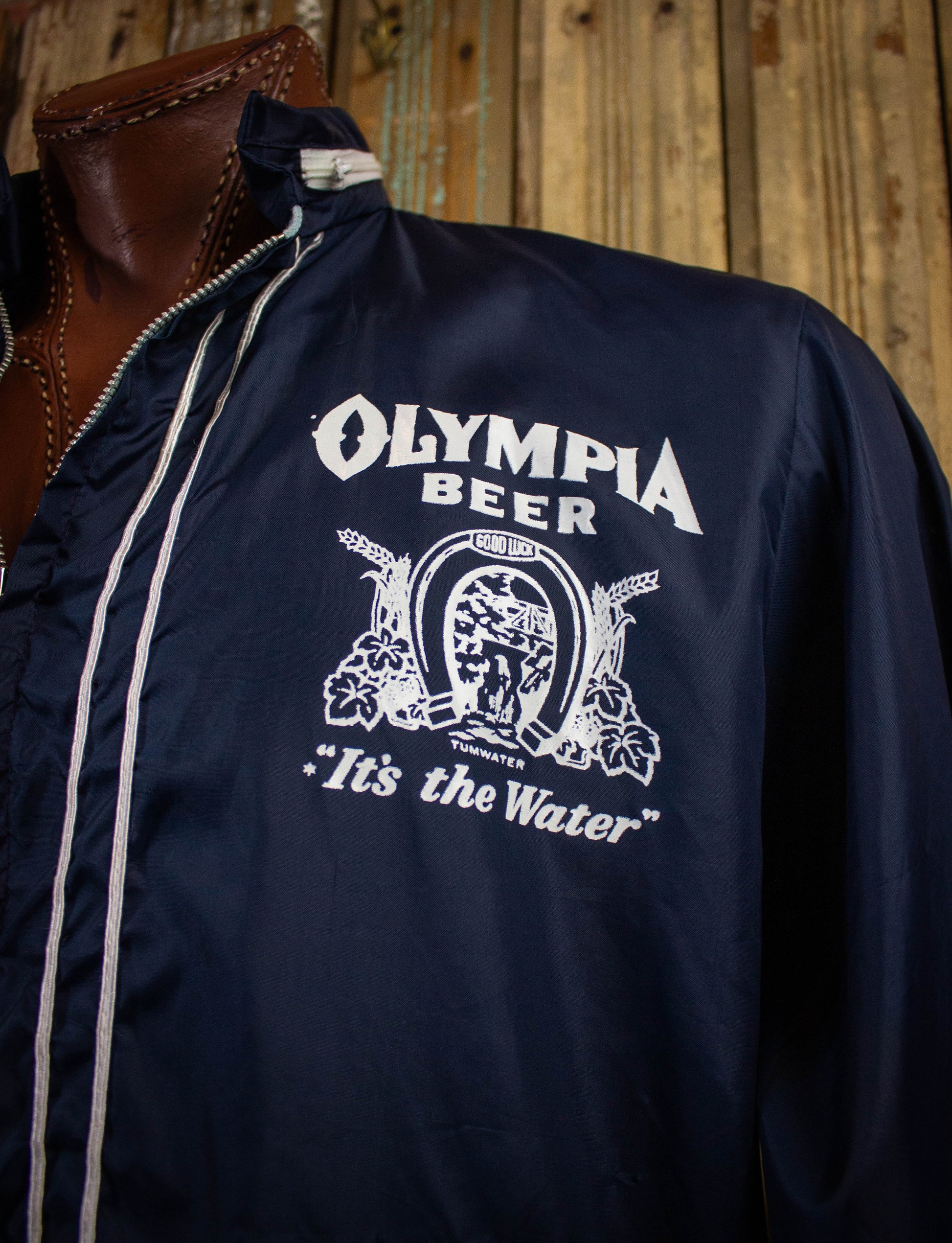 Vintage Olympia Beer Windbreaker Navy Large