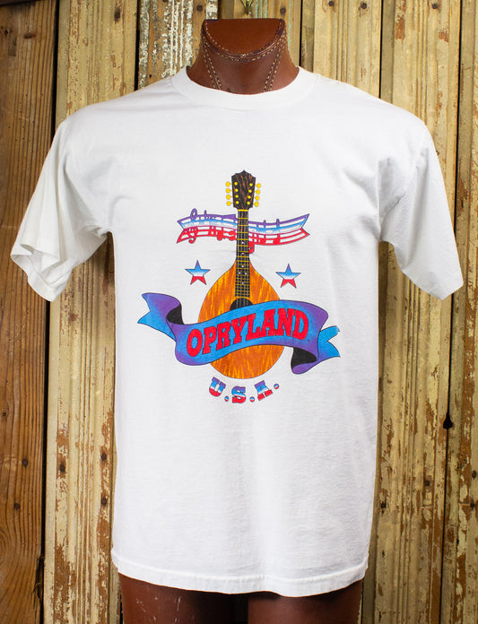 Vintage Opryland USA Mandolin Graphic T Shirt 90s White Large