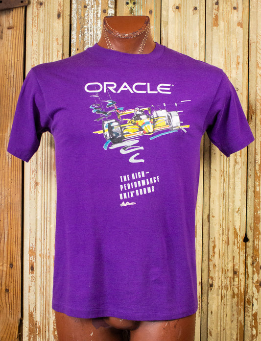 Vintage Oracle Team Unix Drag Racing Graphic T Shirt 80s Purple Medium/Large