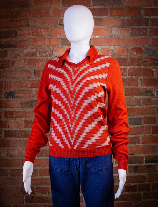 Vintage Orange Bolt Sweater 70s XS