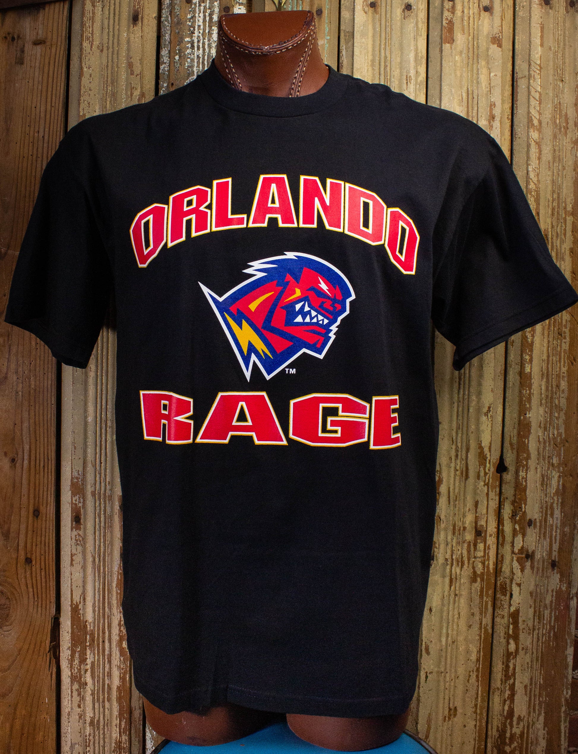 Vintage XFL Orlando Rage Graphic T Shirt 2001 Black XL