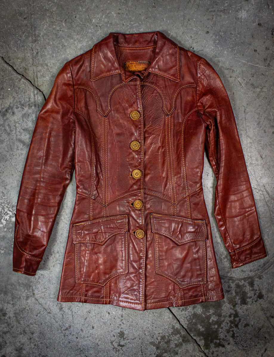 Vintage Oshawakon Brown Leather Jacket 70s XS