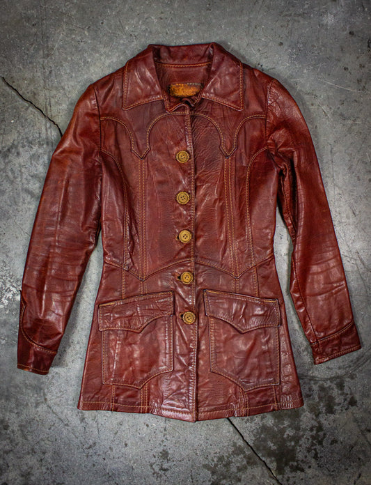 Vintage Oshawakon Brown Leather Jacket 70s XS