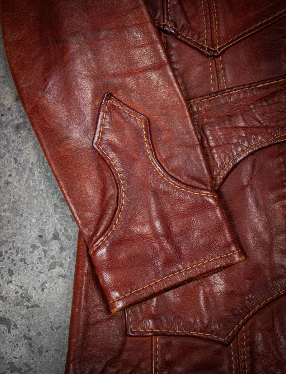 Vintage Oshawakon Brown Leather Jacket 70s XS