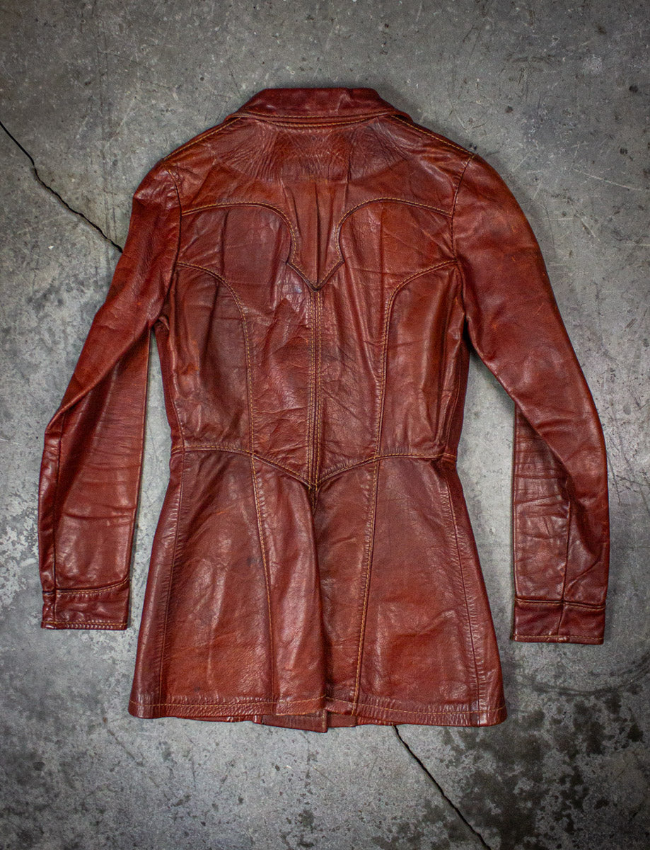 Vintage Oshawakon Brown Leather Jacket 70s XS