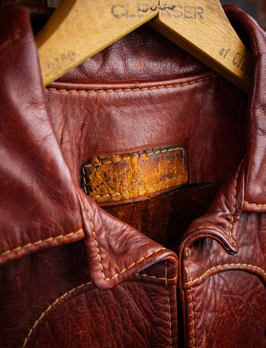 Vintage Oshawakon Brown Leather Jacket 70s XS