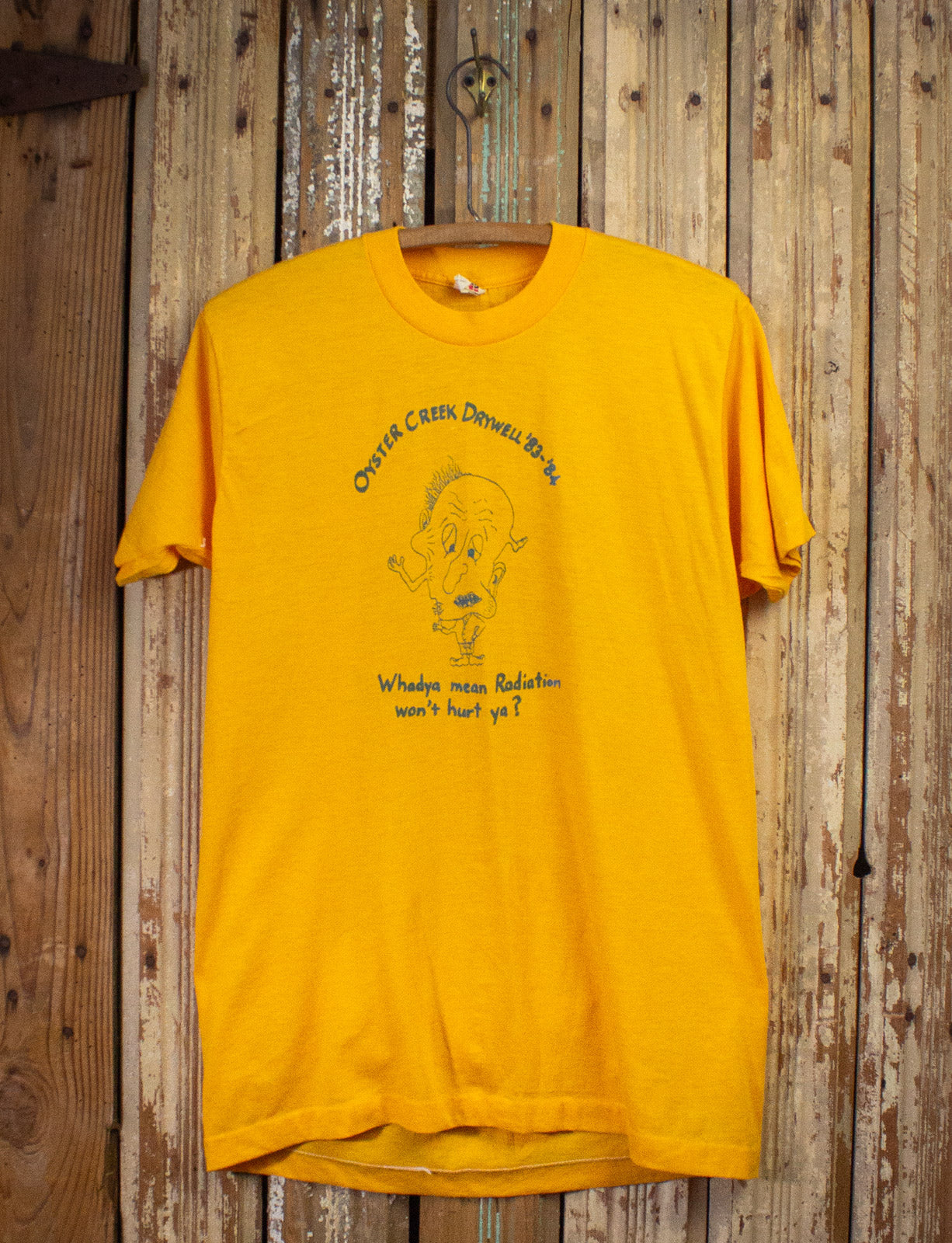 Vintage Oyster Creek Dywell Radiation Graphic T Shirt 1983 Yellow Large