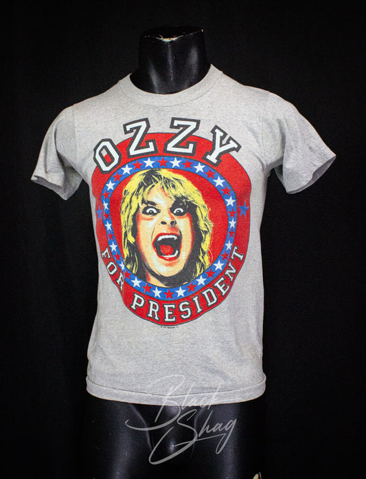 Vintage Ozzy For President Concert T Shirt 1986 Gray Small