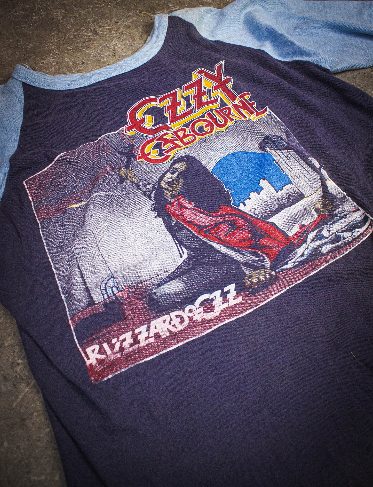 Vintage Ozzy Osbourne Blizzard of Ozz Concert T Shirt 1980 Blue Medium