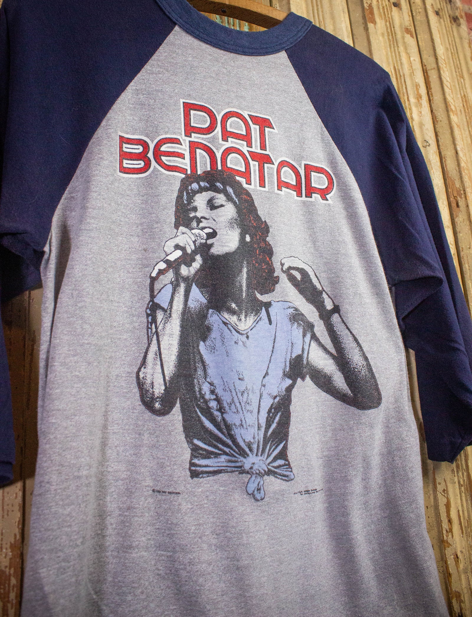 Vintage Pat Benatar Precious Time Tour Raglan Concert T Shirt 1981 Blue/Gray Small