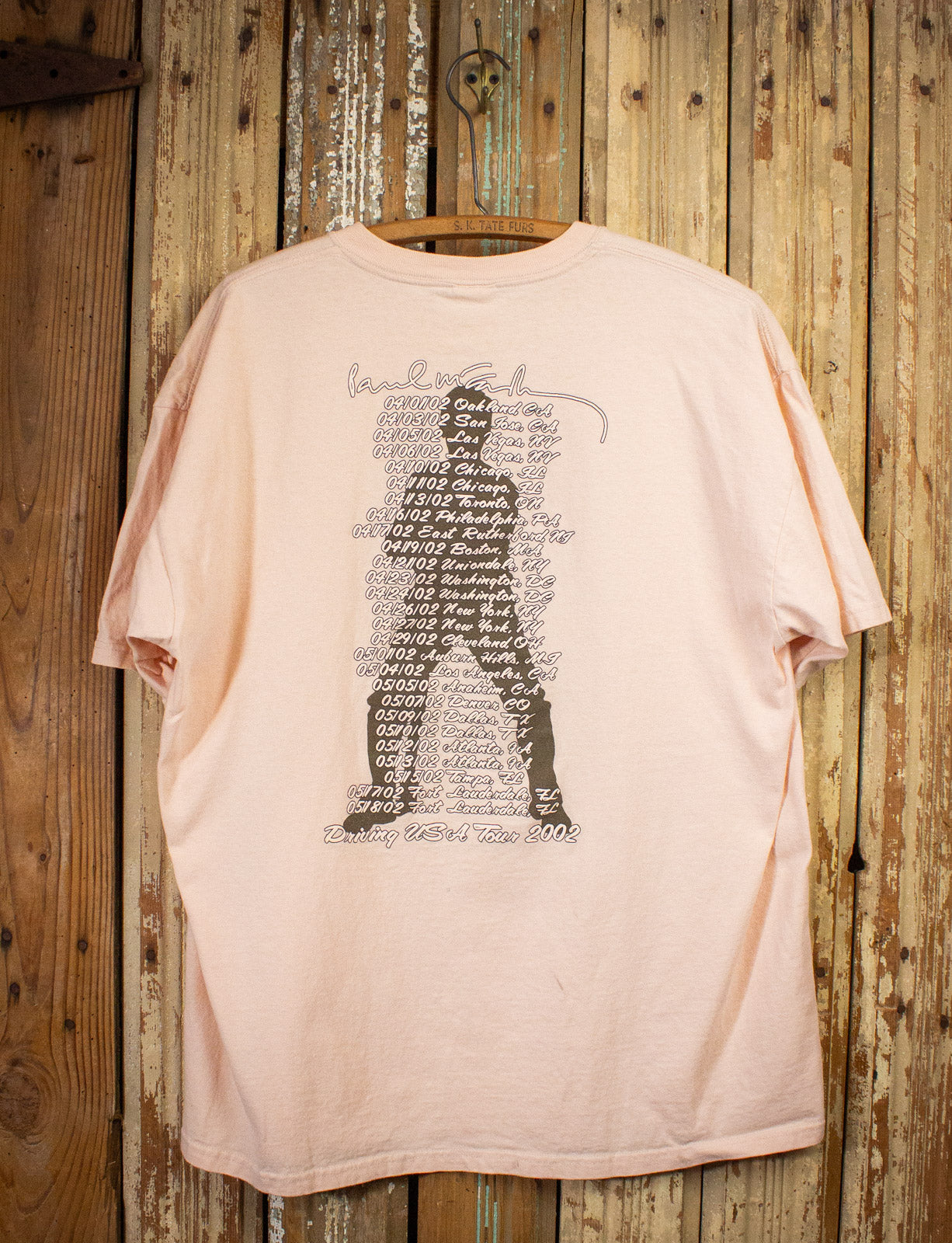 Vintage Paul McCartney Driving Rain Concert T Shirt 2002 Pink XL
