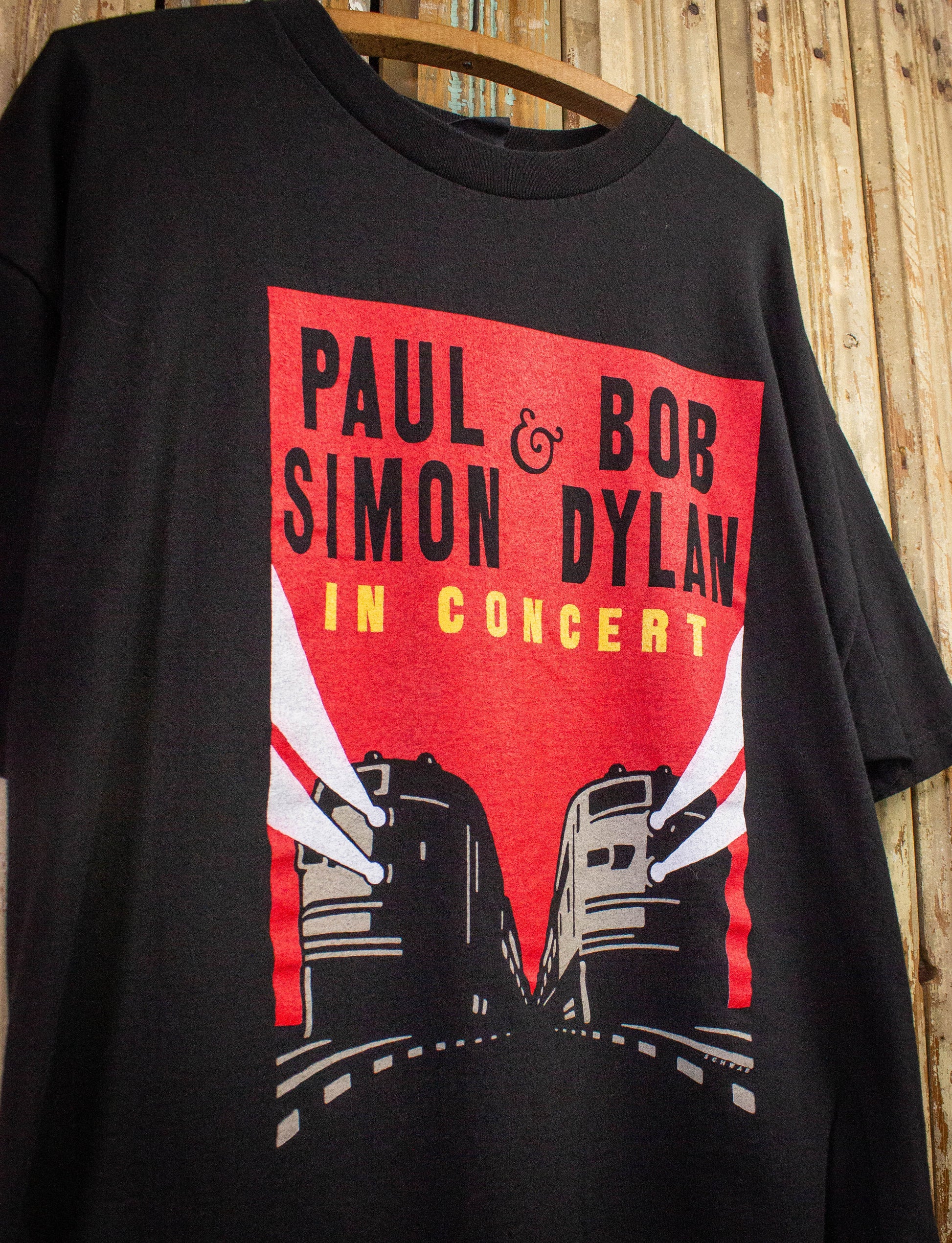 Vintage Paul Simon Bob Dylan Concert T Shirt 1999 Black 2XL