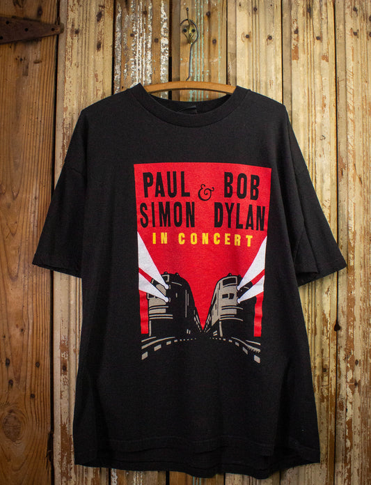 Vintage Paul Simon Bob Dylan Concert T Shirt 1999 Black 2XL