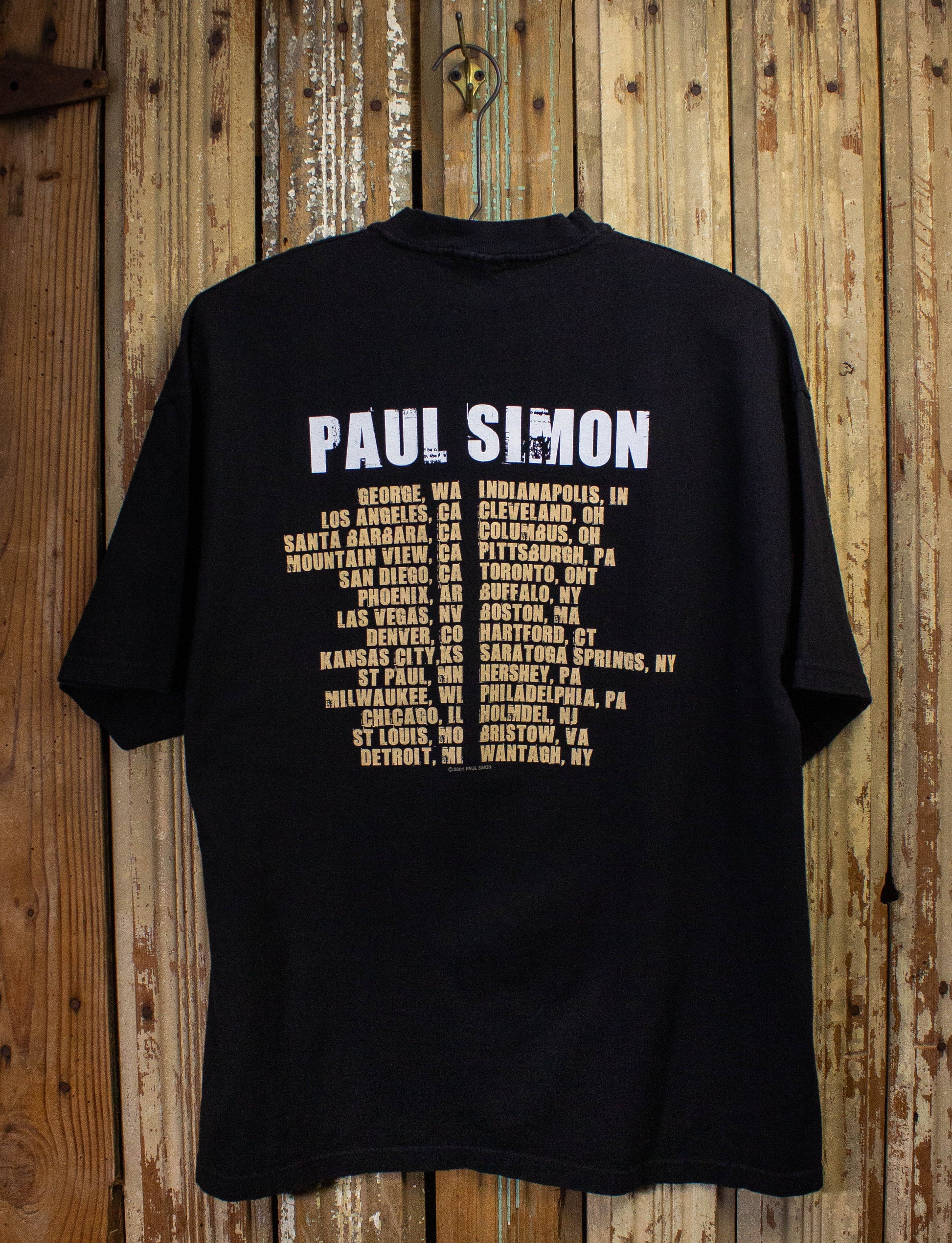 Vintage Paul Simon Tour Concert T Shirt 2001 Black XL