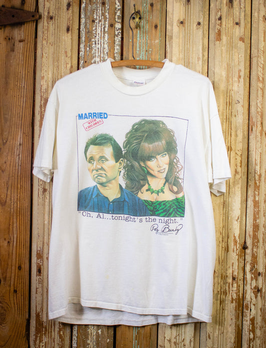 Vintage Married With Children Graphic T Shirt 1987 White XL