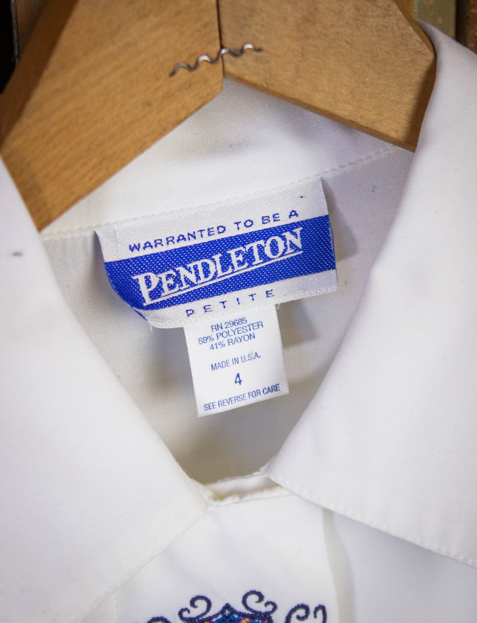 Vintage Pendleton Blouse White Medium