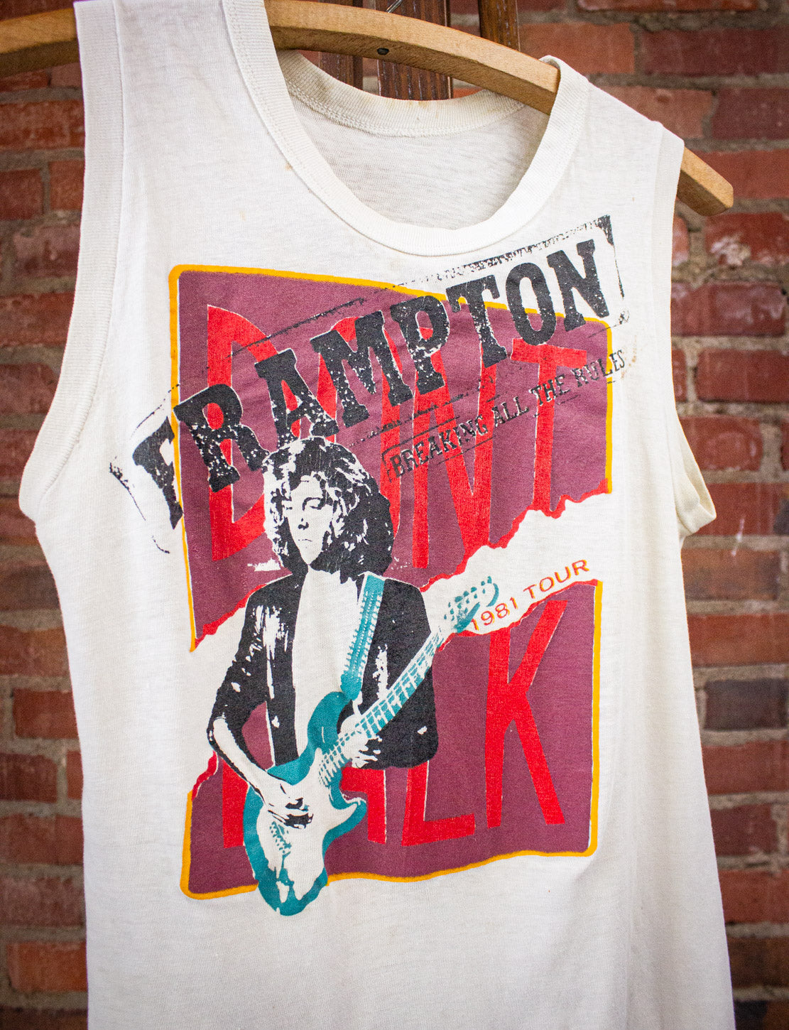 Vintage Peter Frampton Breaking the Rules Concert Tank Top 1981 White XS