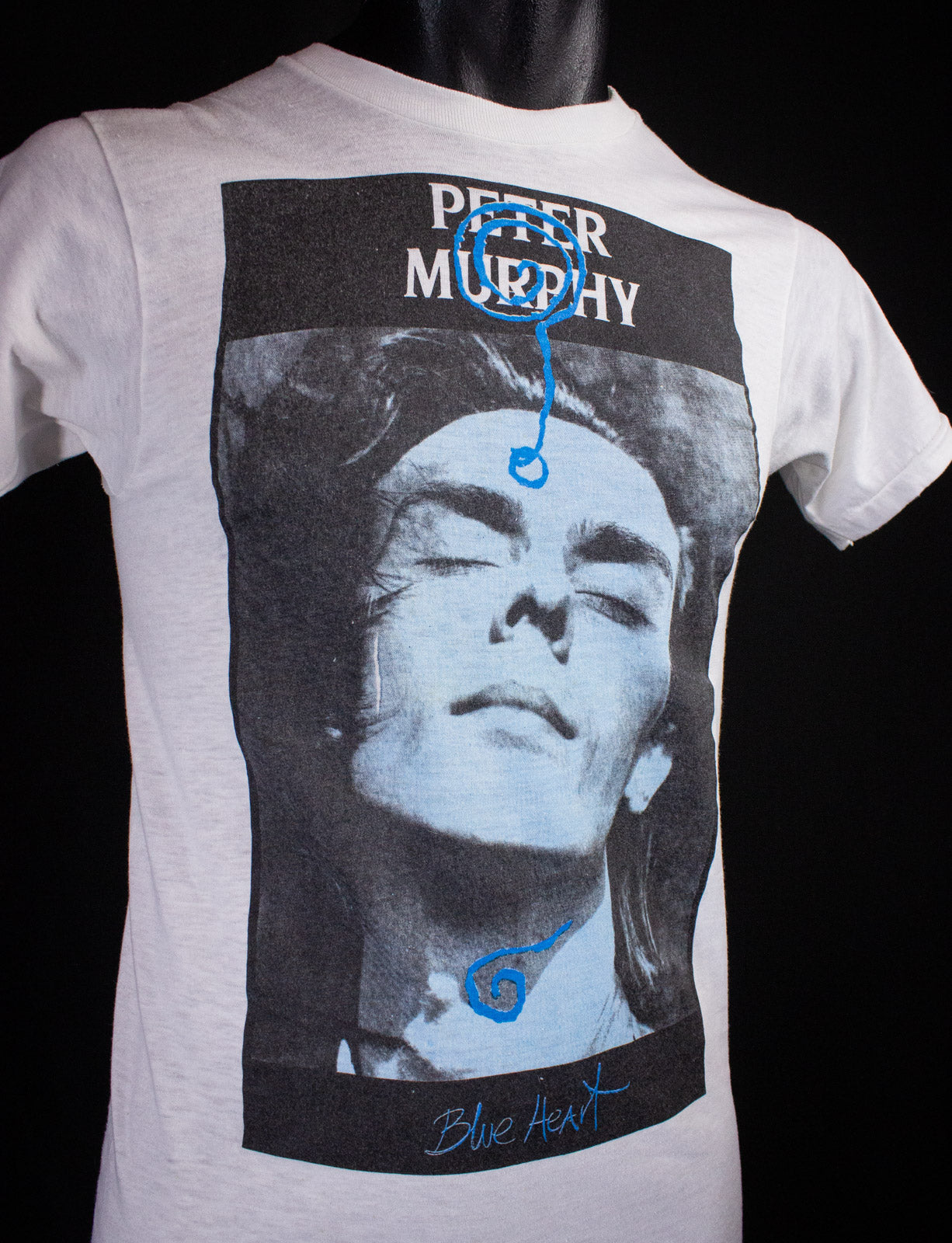 Vintage Peter Murphy Blue Heart Concert T Shirt 80s White XS