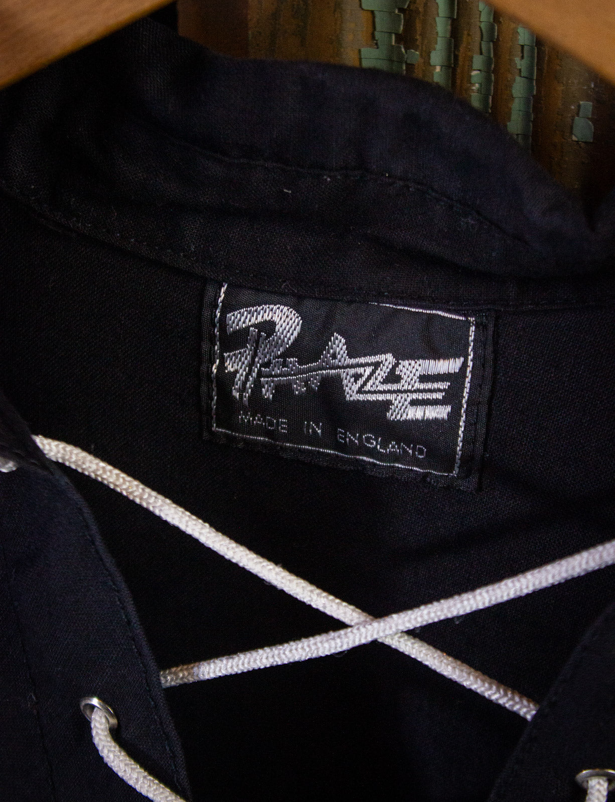 Vintage Phaze Lace Up Shirt 70s Black Large