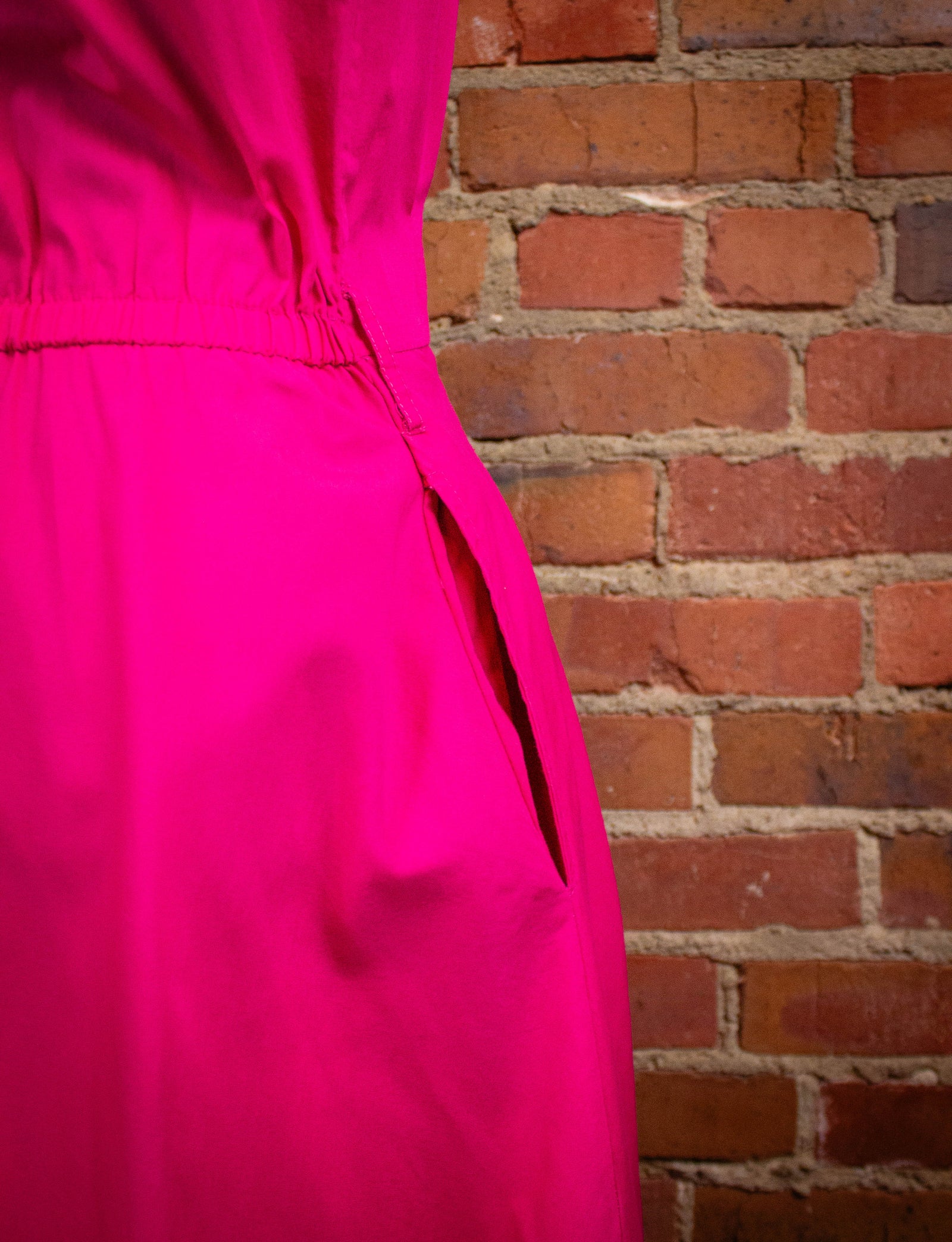 Vintage Pink Button Up Sleeveless Dress 80s Medium