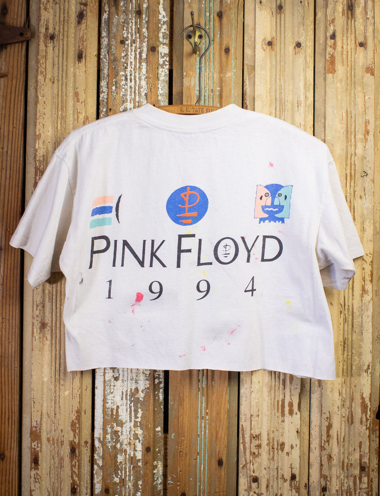 Vintage Pink Floyd Cropped Concert T Shirt 1994 White Large