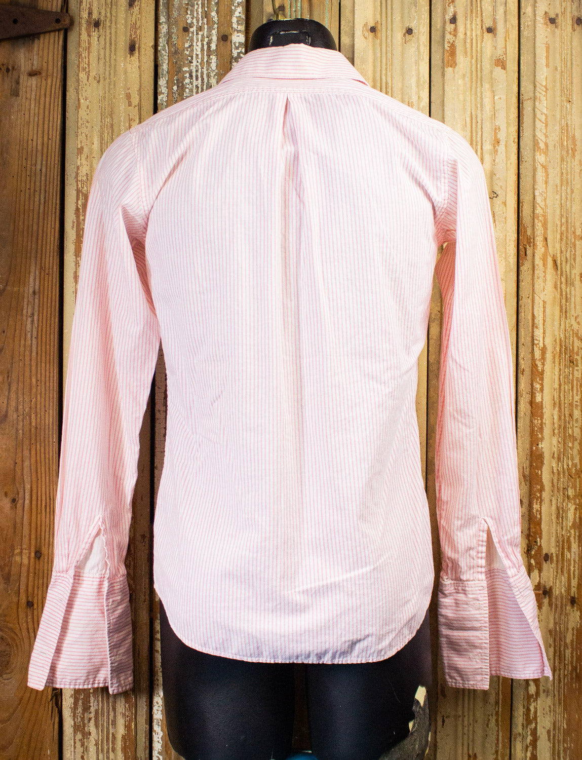 Vintage Pink and White Striped Button Up Shirt Small