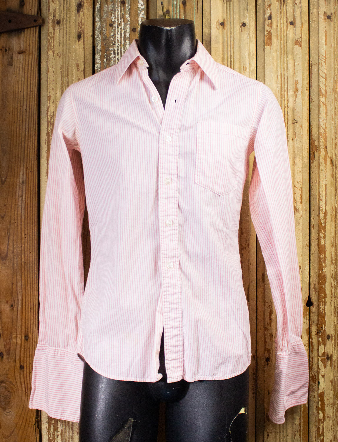 Vintage Pink and White Striped Button Up Shirt Small