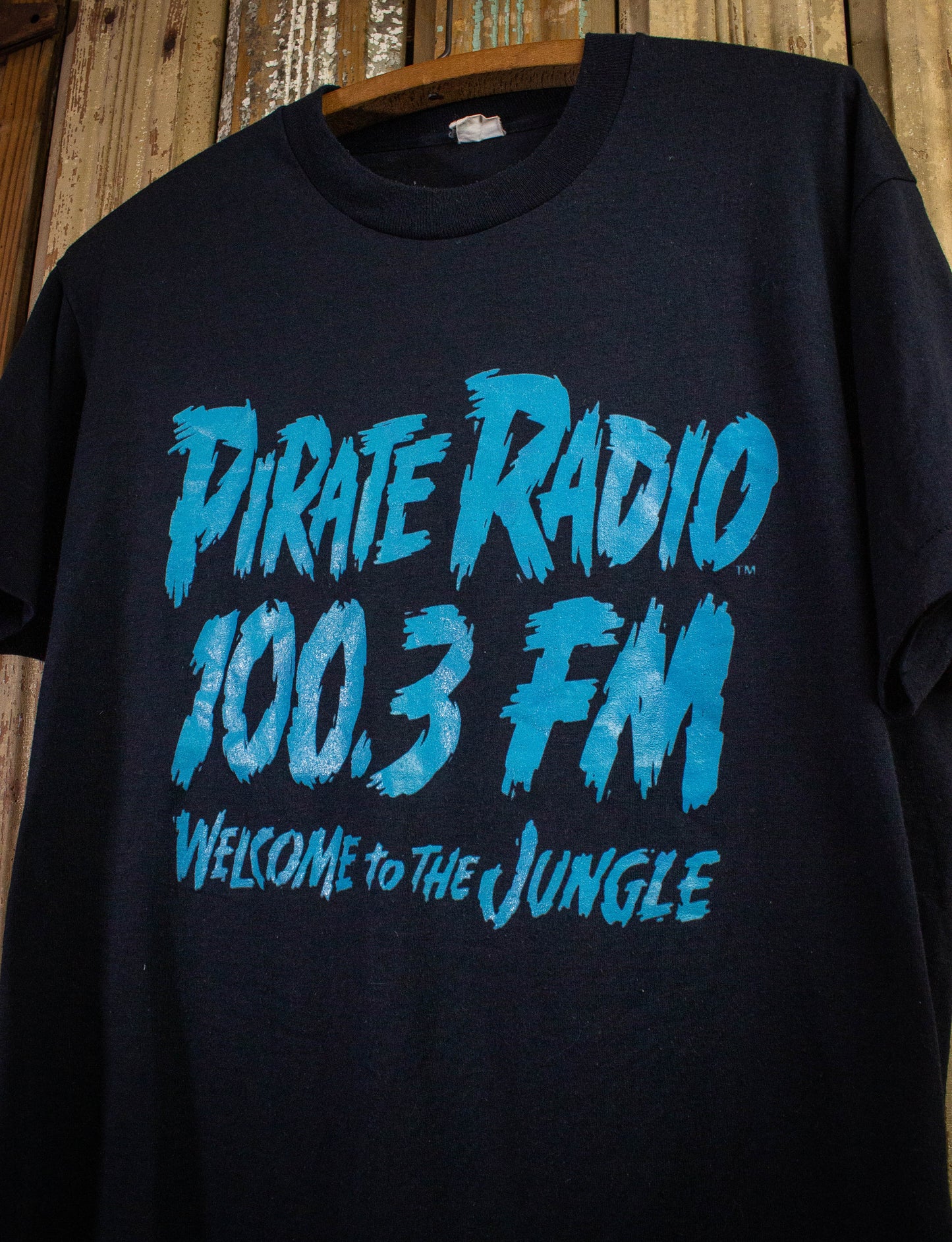 Vintage Pirate Radio Welcome to the Jungle Graphic T Shirt 80s Black Large