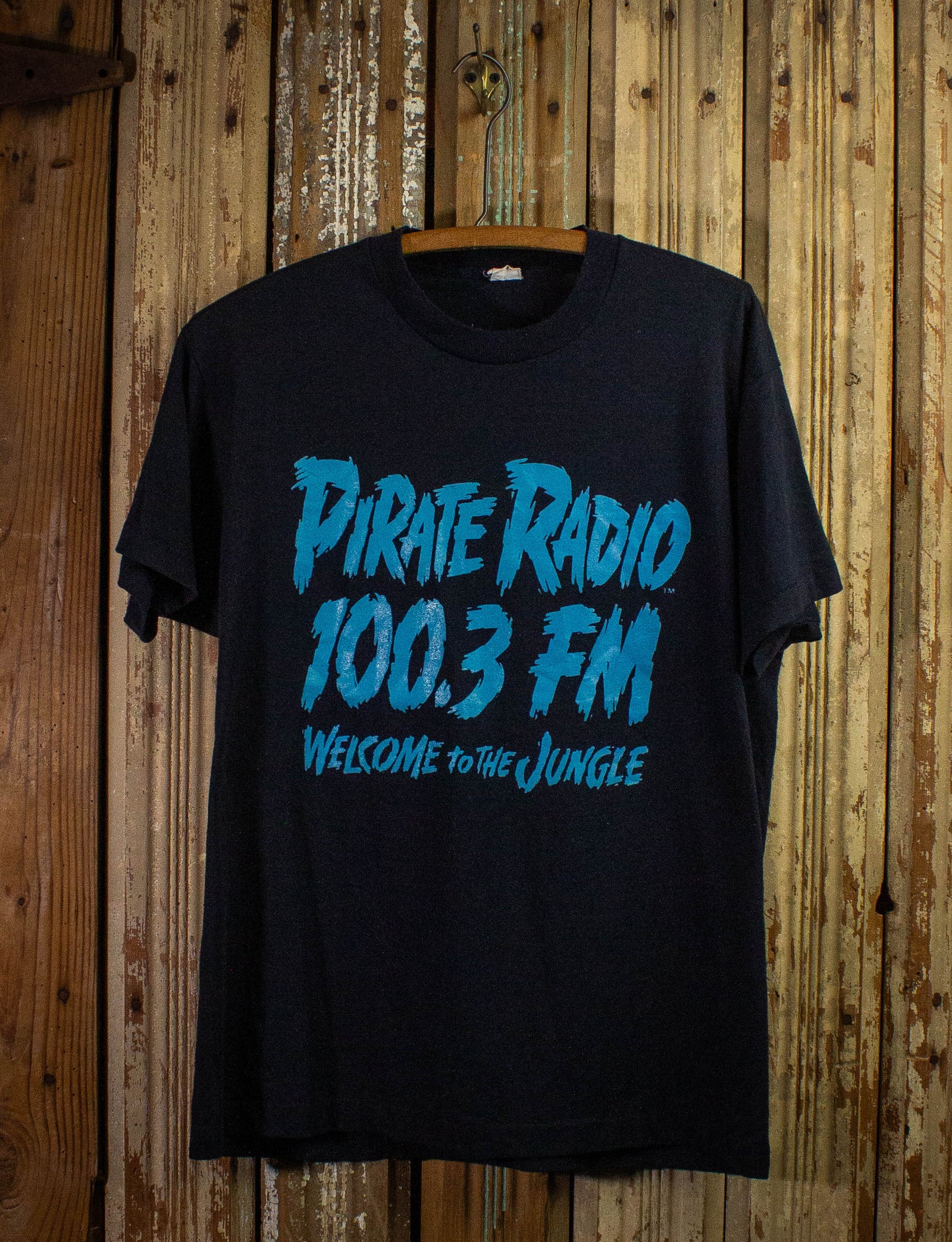 Vintage Pirate Radio Welcome to the Jungle Graphic T Shirt 80s Black Large