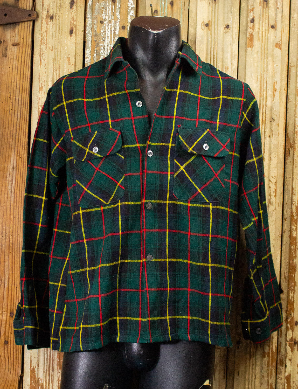 Rare Vintage Large Atleigh Heavy Flannel 2024 Green/Yellow Wool Blend