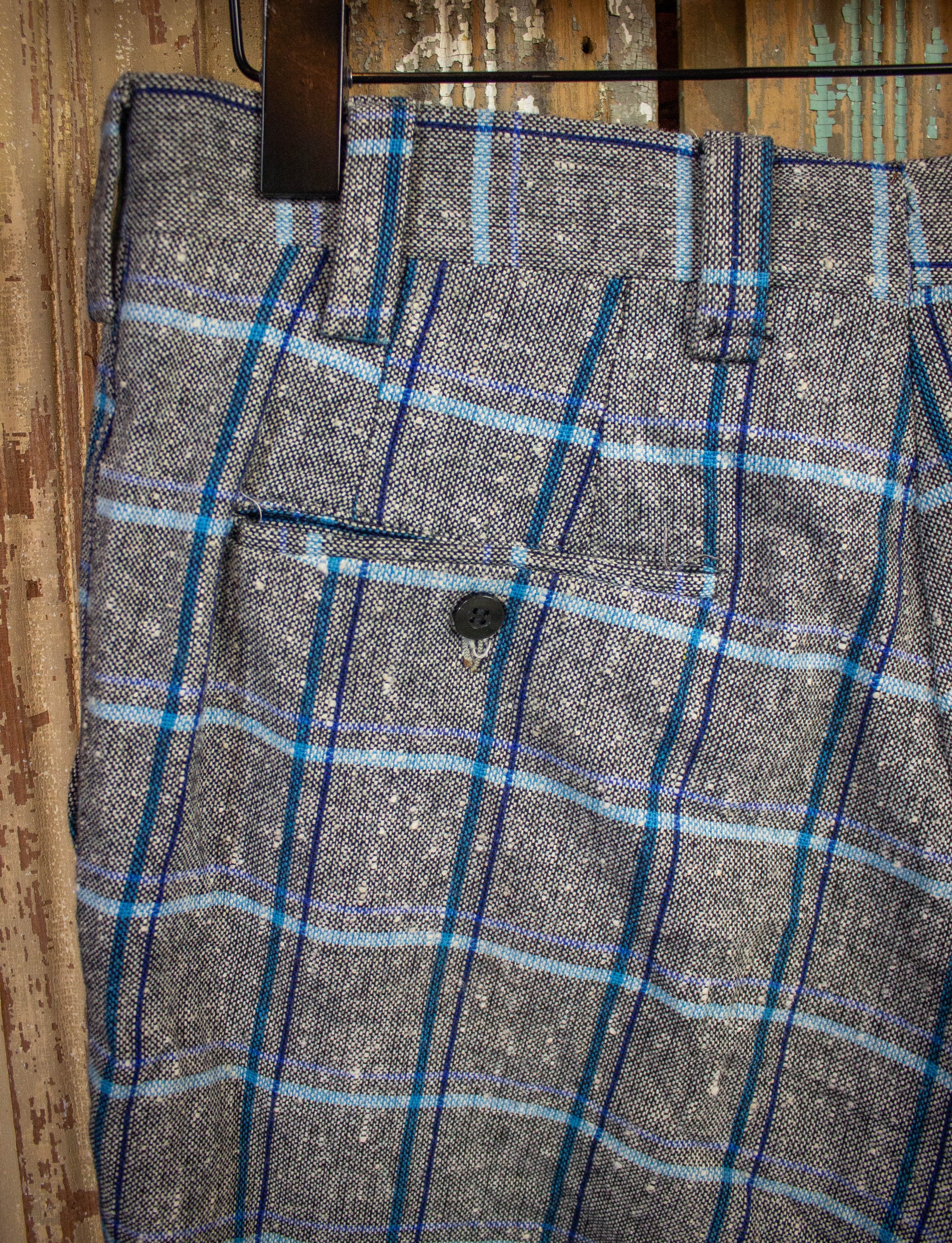 Vintage Plaid Slacks Blue and Gray 33x32