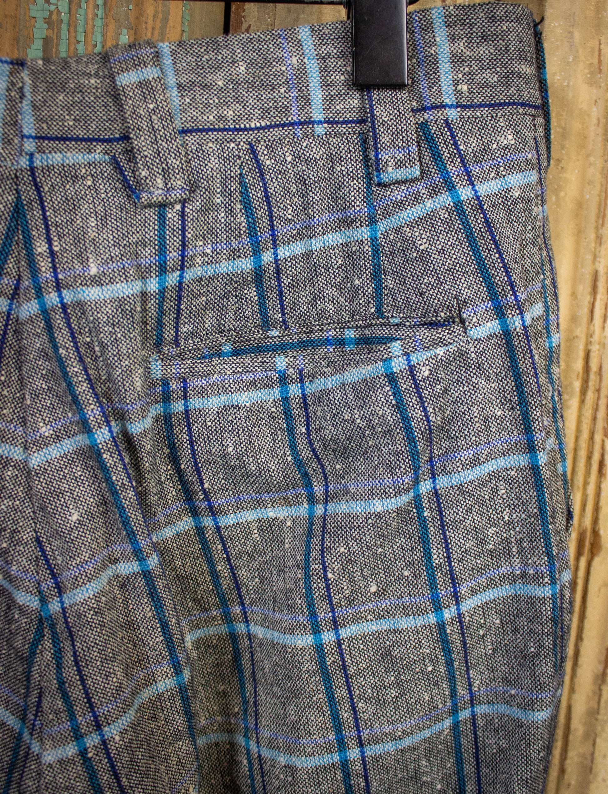 Vintage Plaid Slacks Blue and Gray 33x32