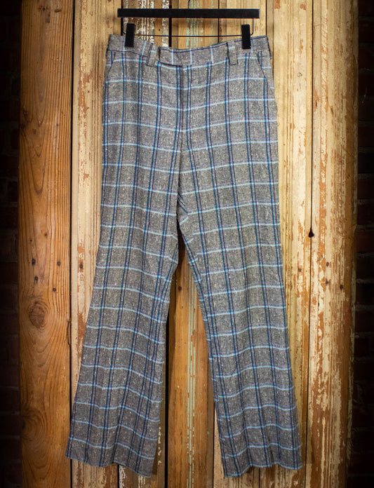 Vintage Plaid Slacks Blue and Gray 33x32