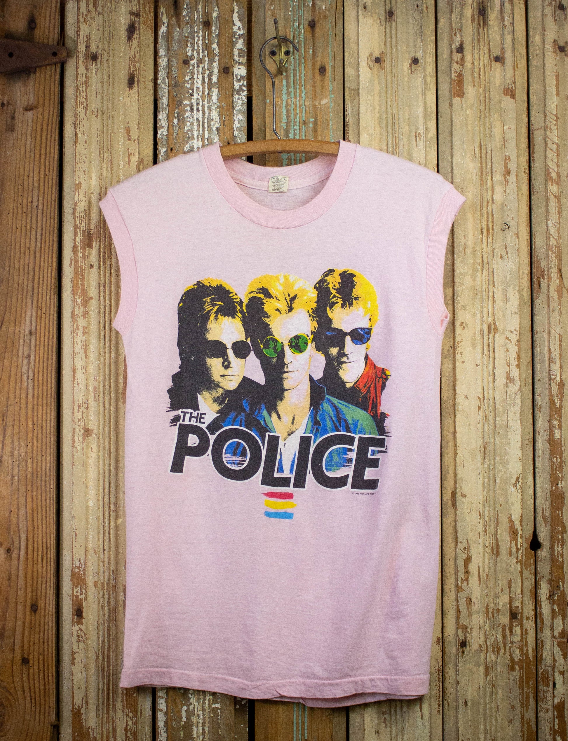 Vintage Police North American Tour Muscle Concert T Shirt 1983 Pink Medium