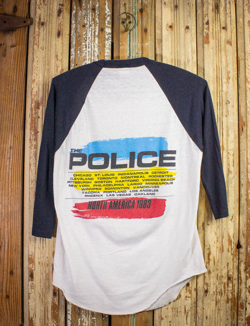 Vintage Police North American Tour Raglan Concert T Shirt White/Navy Blue Medium