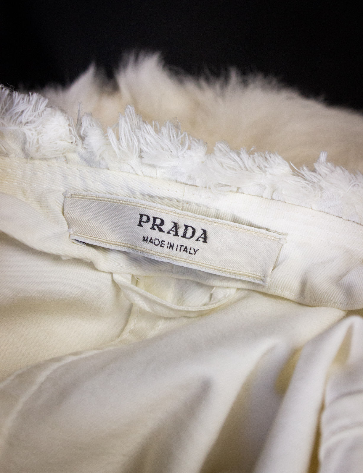 Prada Frayed Hem Jacket White Small