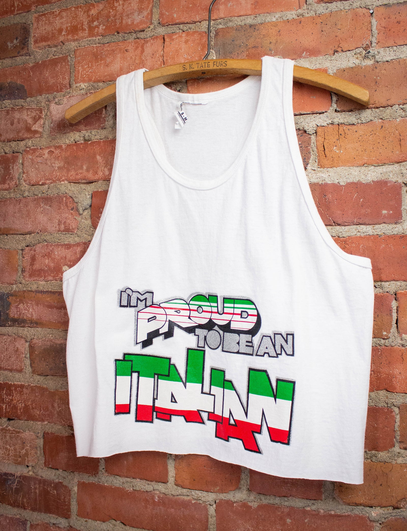 Vintage Proud Italian Cropped Tank Graphic T-Shirt S