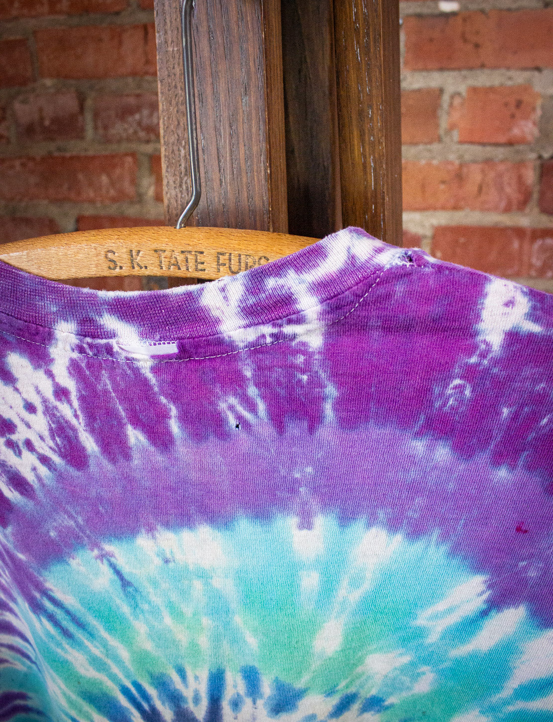 Vintage Purple Blue and Green Tie Dye T Shirt 70s Large