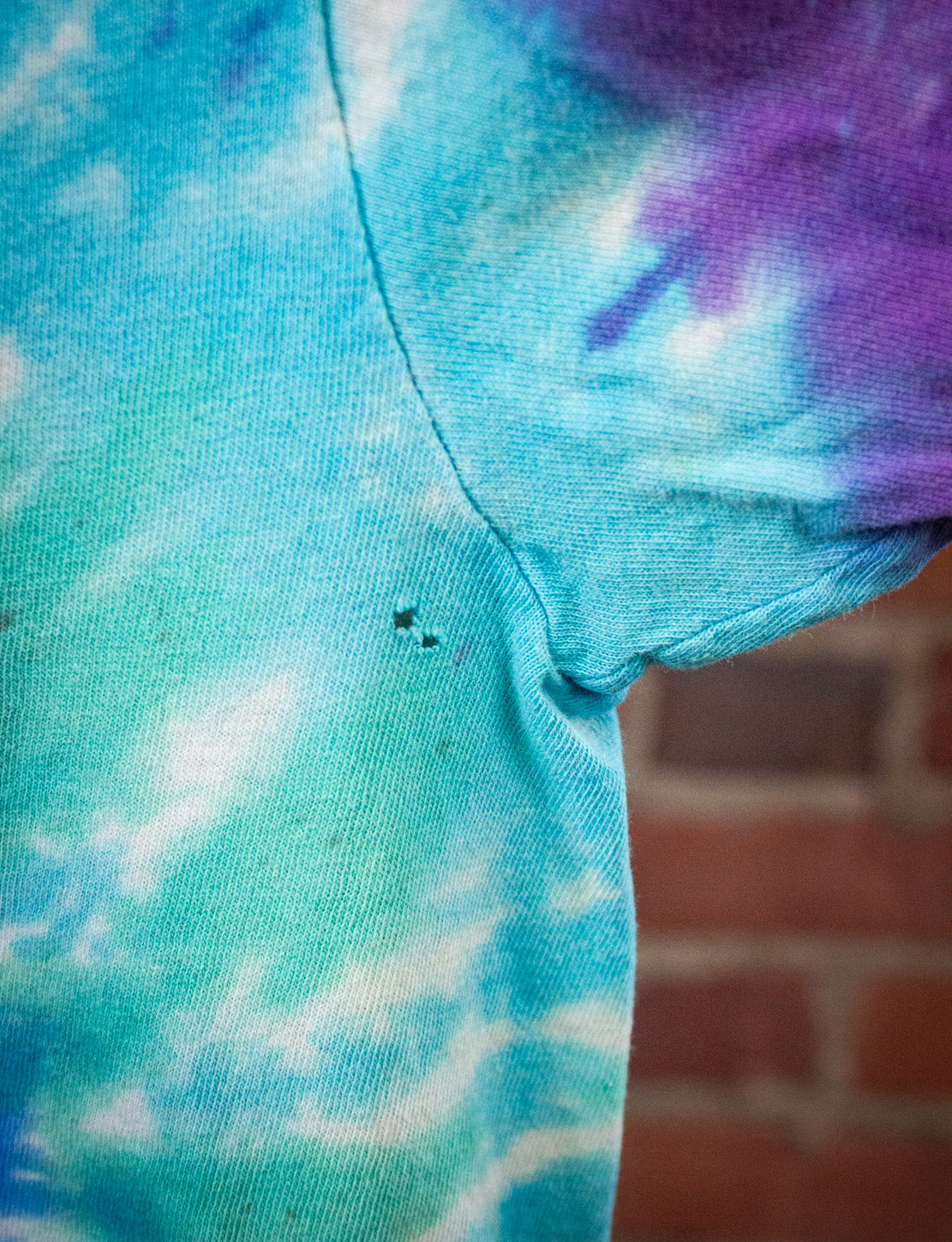 Vintage Purple Blue and Green Tie Dye T Shirt 70s Large