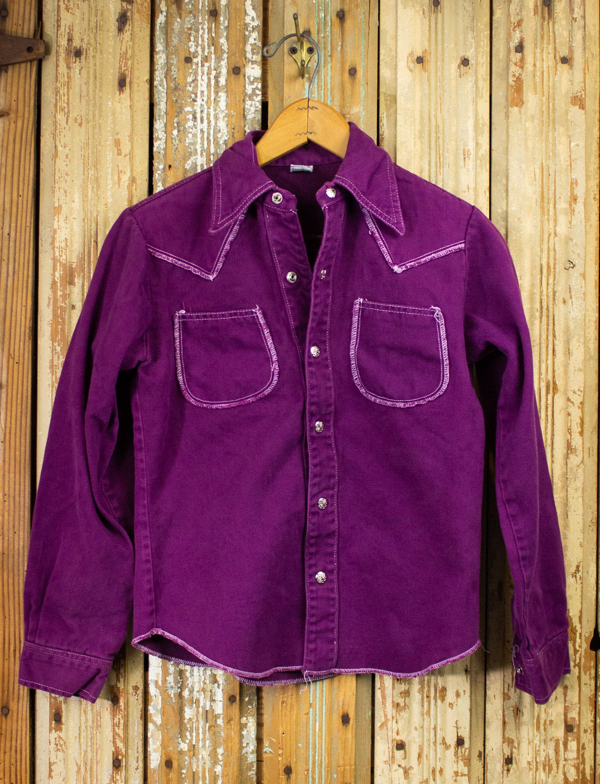 Vintage Purple Denim Suit 70s XS