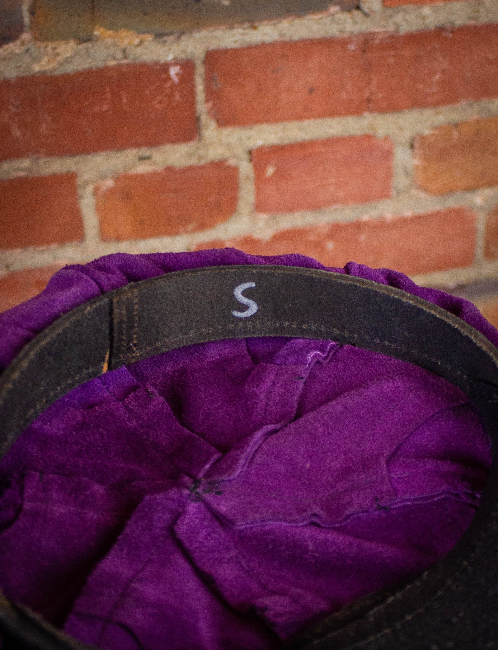 Vintage Purple Suede Biker Hat 70s Small