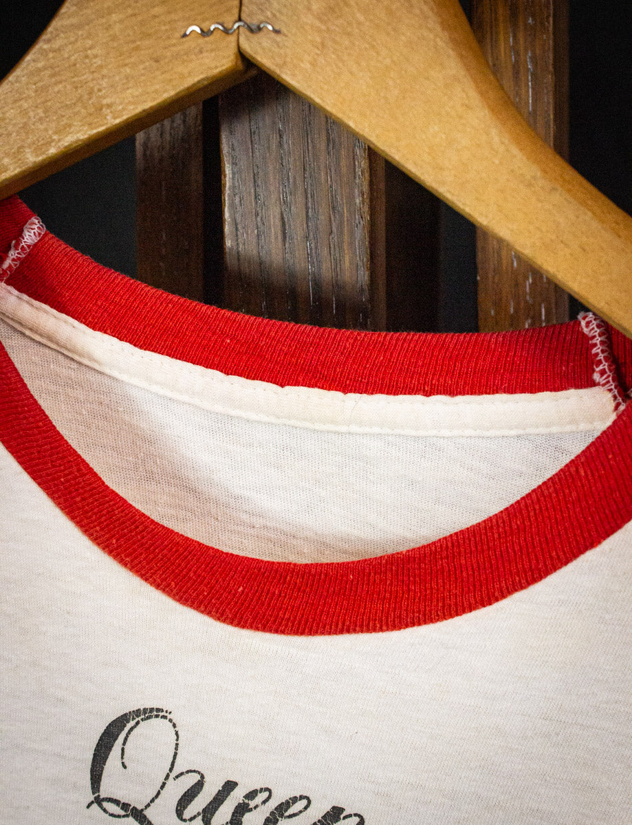 Vintage Queen Night At The Opera Concert Ringer T Shirt 1976 White/Red XS